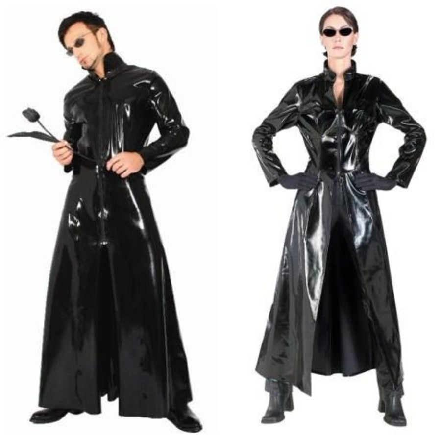 Trench Coat Men - Cappotto in Pelle PVC Nero Lucido