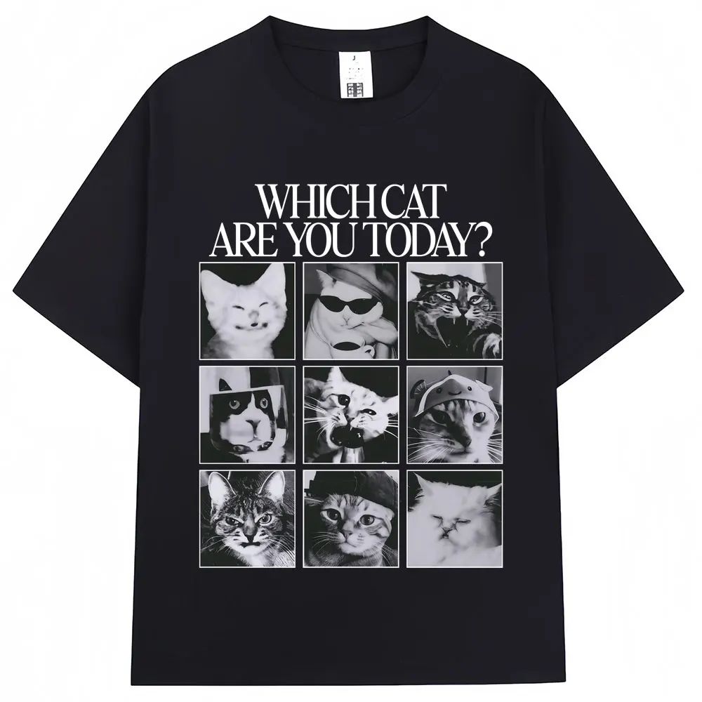 Men'S Fashion Today - Maglietta Vintage con Stampa 'Quale Gatto