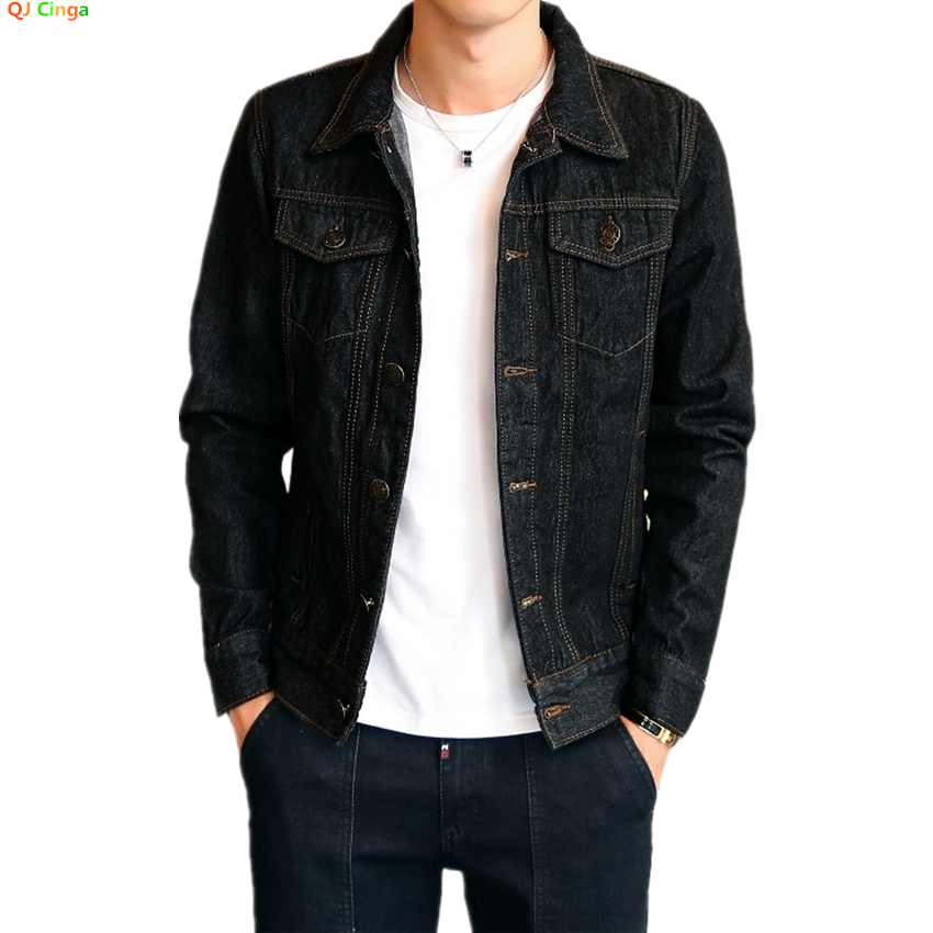 Men'S Fashion Light Jacket - Giacca in Denim Nera da Uomo
