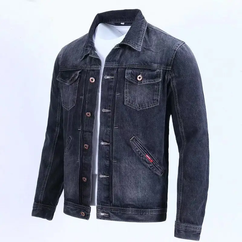 Men'S Fashion Light Jacket - GELITAYIN Cappotti Jean maschili Bottoni Spalle